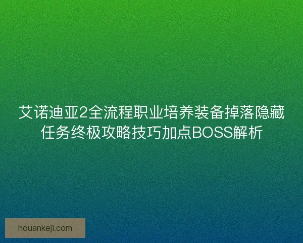 艾诺迪亚2全流程职业培养装备掉落隐藏任务终极攻略技巧加点BOSS解析